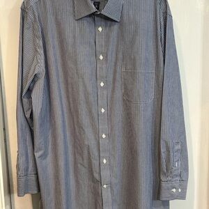 Stafford Blue and White Striped Dress Shirt